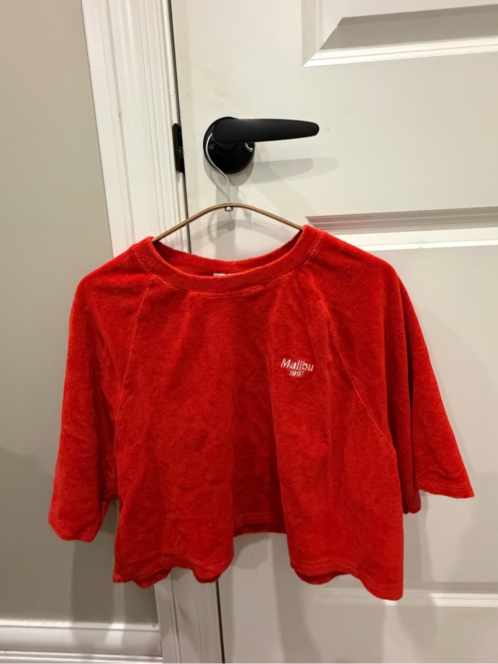 Zara Red Terry Cropped Tee